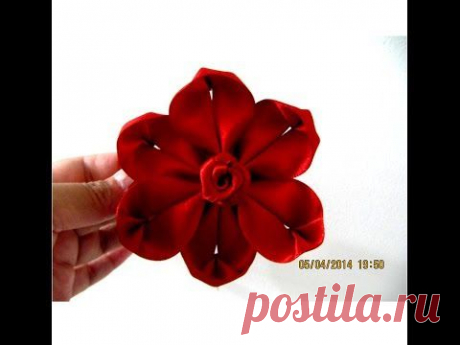 Flores kanzashi six petals flower kanzashi en cintas para el cabello
