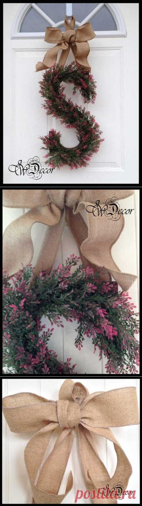 Monogram Wreath Wreaths Spring Wreath Door Silk by JWDecor