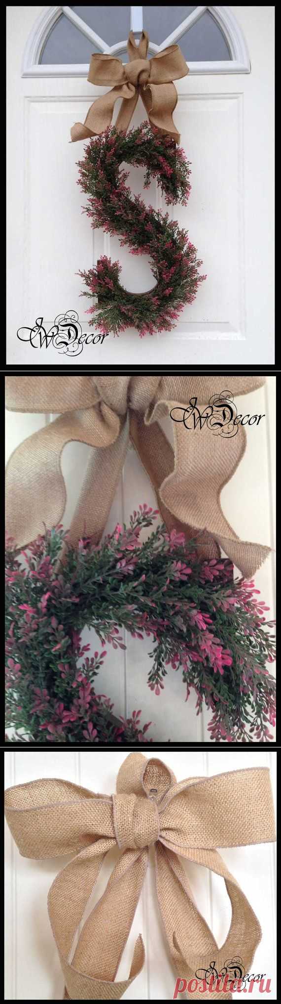 Monogram Wreath Wreaths Spring Wreath Door Silk by JWDecor