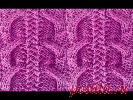 Узор ''Жгут с колоском в центре''. Видео МК | Вязание спицами для начинающих