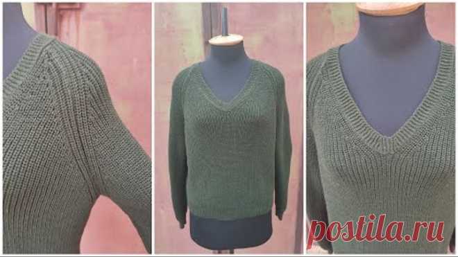 Джемпер жемчужной резинкой на вязальной машине