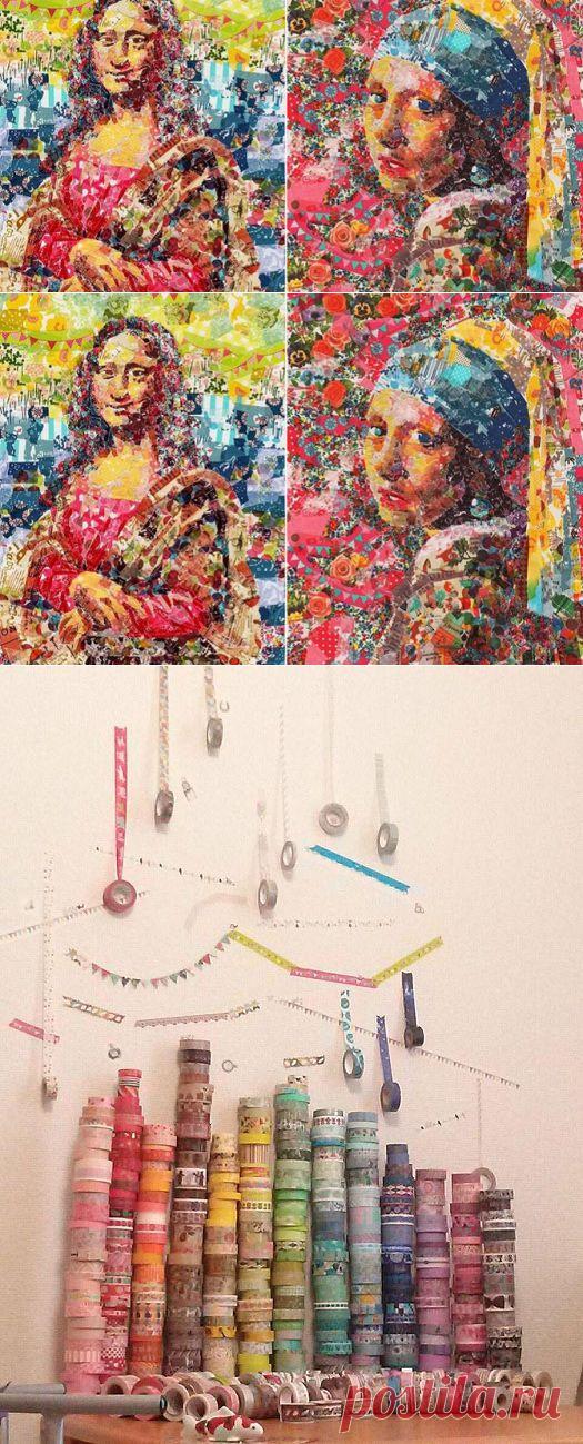 Взглянуть на шедевры под другим углом: картины из клейкой ленты