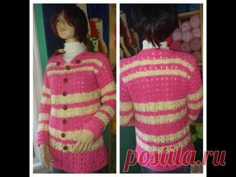 Crochet Sweater or Cardigan Rosa Part # 1