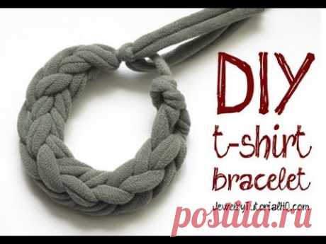 DIY Jersey Knit T-Shirt Bracelet Tutorial - Finger Knitting