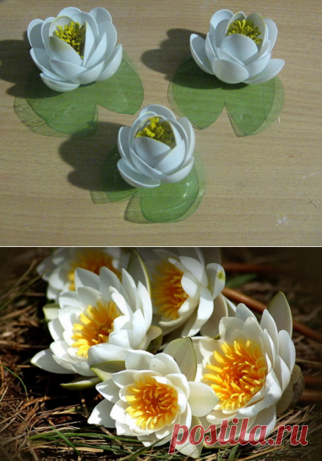 Кувшинки из одноразовых ложек