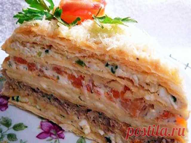 ПРОСТОЙ РЕЦЕПТ САМОГО ВКУСНОГО ТЕСТА - САМО СОВЕРШЕНСТВО.: Торт «Закусочный наполеон» - Очень нежный, мягкий и безумно вкусный закусочный торт.
