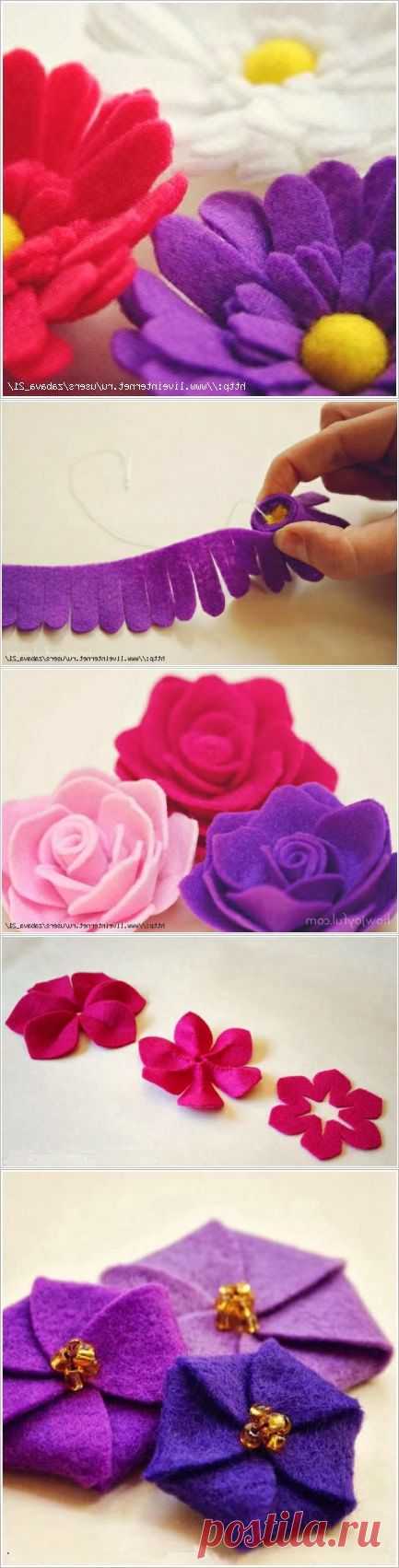 Цветы из фетра и войлока своими руками. Flowers of Felt DIY tutorial.
