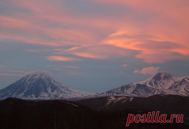 На закате-красивые облака