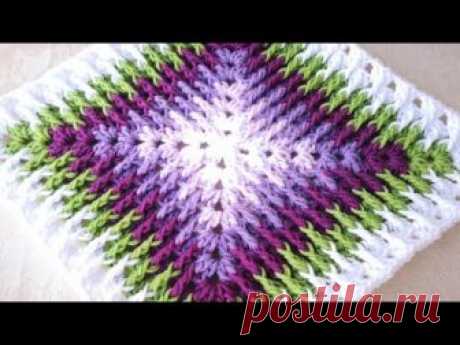 Tığ ile Mozaik Motif / Battaniye Yapımı / Crochet Mosaic Granny Square