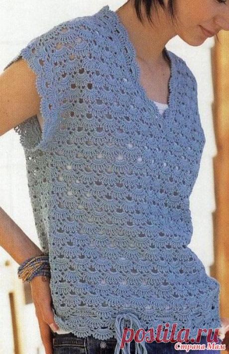 Блузон красивыми веерами. Крючок. - ВЯЗАНАЯ МОДА+ ДЛЯ НЕМОДЕЛЬНЫХ ДАМ - Страна Мам