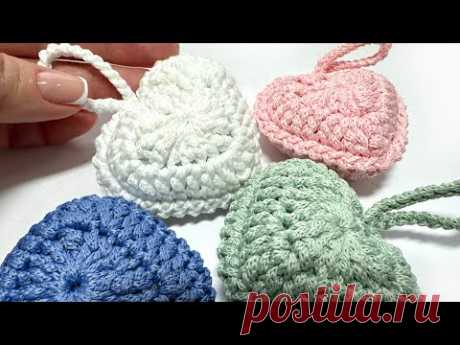 💕 Как связать сердечко крючком из остатков пряжи? Милый подарок на День Святого Валентина.