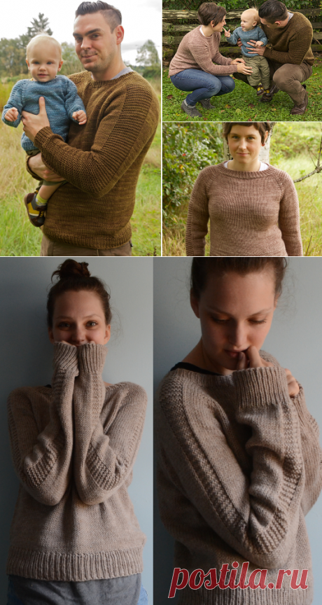 Свитер для всей семьи регланом сверху вниз