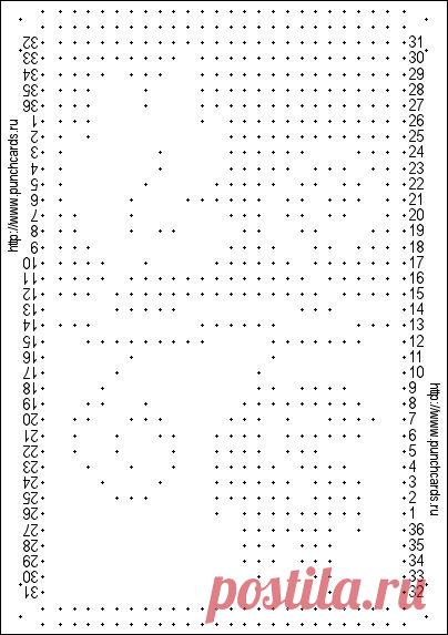 Просмотр рисунка перфокарты с раппортом 24 петли, пересчёт на две фонтуры, печать перфокарты