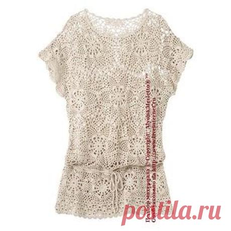Ажурная туника крючком из мотивов ...