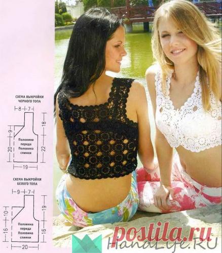 Черное и белое - 2 топика, кофточка и жакет / Вязание крючком