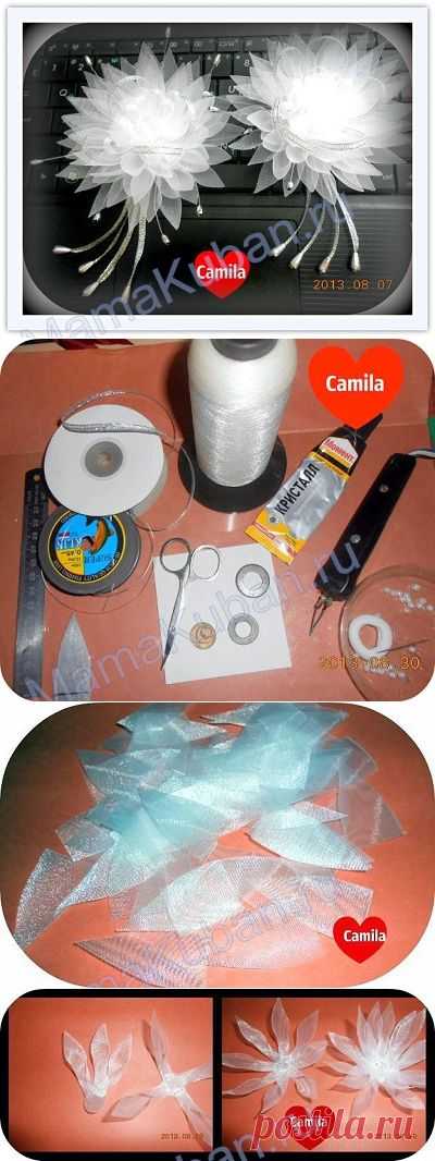 Мастер класс хризантемы из органзы от Camila