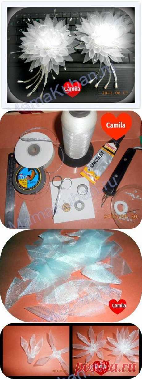 Мастер класс хризантемы из органзы от Camila