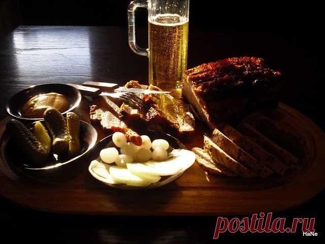 Подчеревок, маринованный с чесноком и пивов