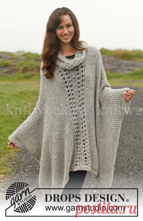 Пончо с кружевным узором на knitweek.ru