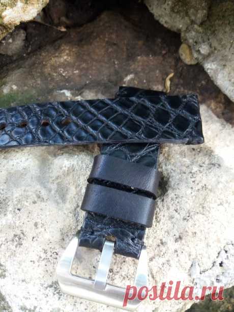 24mm Croco Black leather watch strap vintage style – GORIANI
