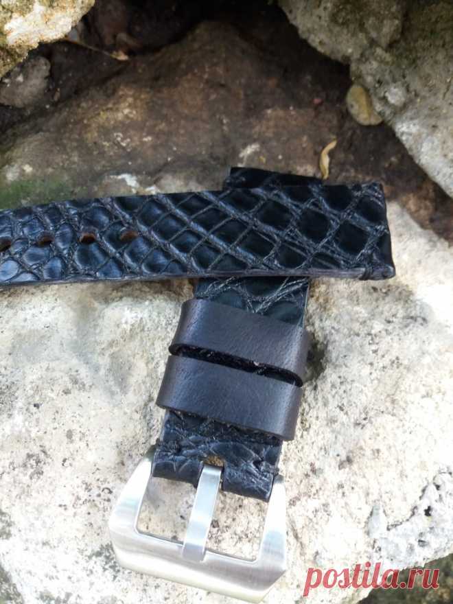 24mm Croco Black leather watch strap vintage style – GORIANI