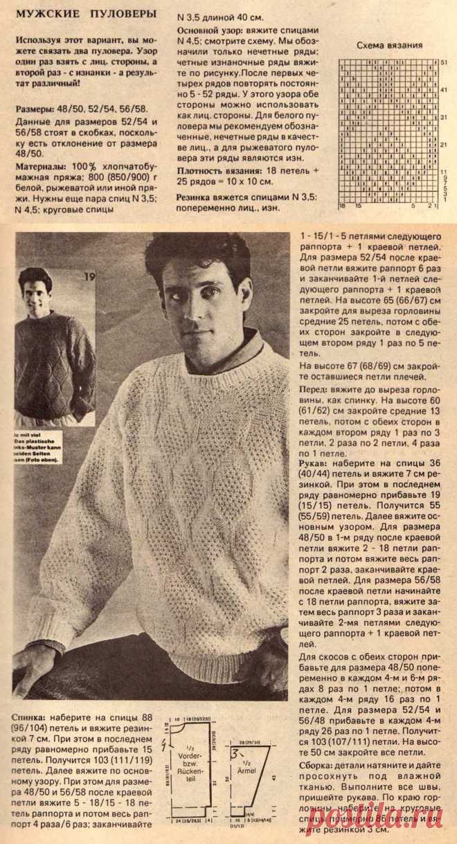 Мужские пуловеры спицами
