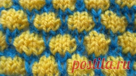 Вяжем рельефный узор &quot;буфы&quot; спицами по схеме с описанием