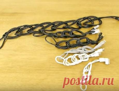 Простой способ хранить даже самые длинные провода компактно и аккуратно