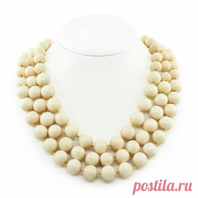 Бусы из граба "Гоби", тройные, короткие 50см