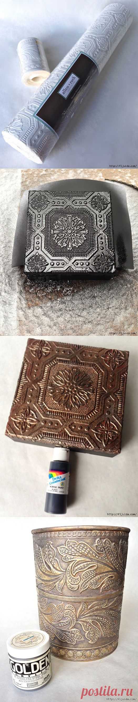 ДЕКОРИРУЕМ ПРЕДМЕТЫ ВИНИЛОВЫМИ ОБОЯМИ ..