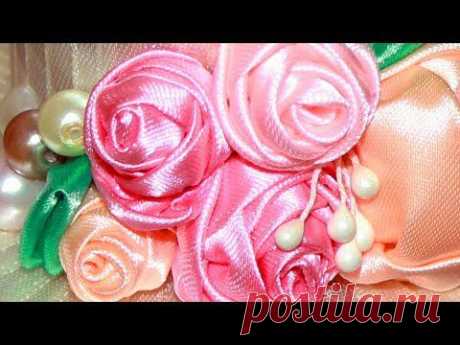 Плотная Роза из атласной ленты / DIY Satin Ribbon Rose — Яндекс.Видео