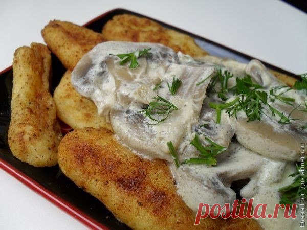 Оригинальная и простая закуска - картофельные палочки с грибами