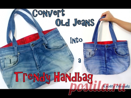 DIY | Convert Old Jeans into a Trendy HandBag | Best Out of Waste Jeans Handbag | Tutorial