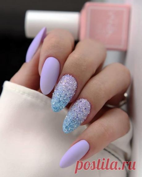 Маникюр небесно-голубого оттенка — радость для глаз ➡️Кликайте на фото, чтобы посмотреть