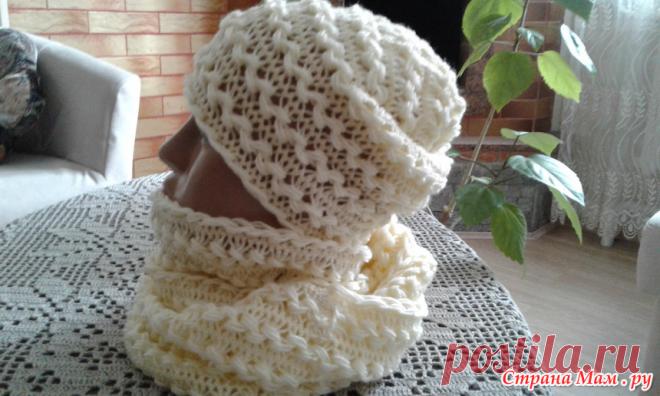 Вязание на вилке. Шапка + снуд.