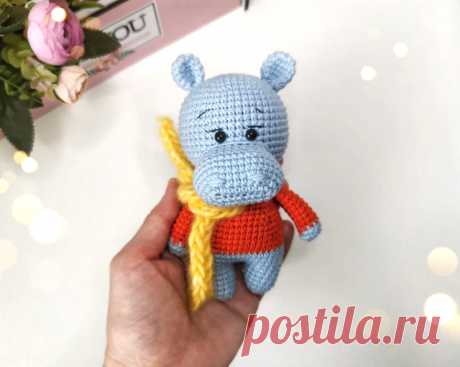 PDF Бегемотик крючком. FREE crochet pattern; Аmigurumi animal patterns. Амигуруми схемы и описания на русском. Вязаные игрушки и поделки своими руками #amimore - бегемот, маленький бегемотик.