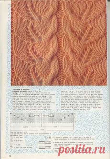 leaf cable knit pattern. Russian. Hard to read the chart, but worth trying to figure it out!