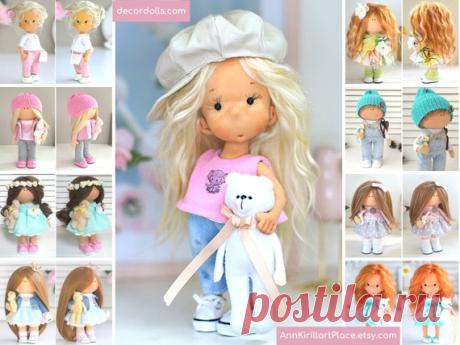 Fabric Rag Doll Tilda Doll Handmade Textile Soft Doll | Etsy Hello, dear visitors!  This is handmade textile tilda doll created by Master Maria L (Kazan, Russia). Doll can be made by Order. Doll is 21-22 cm (8.6 inch) tall. This fabric cloth doll can move hands, turn head, sit and stand. Dolls hair are natural and made from sheep. Cloth and shoes are