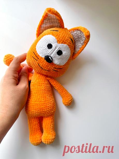 PDF Котёнок крючком. FREE crochet pattern; Аmigurumi toy patterns. Амигуруми схемы и описания на русском. Вязаные игрушки и поделки своими руками #amimore - котята, плюшевый котик, большой кот из плюшевой пряжи, кошка, кошечка, котёнок.