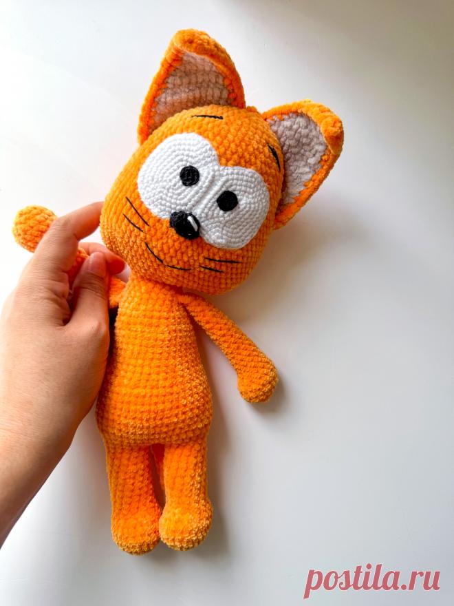 PDF Котёнок крючком. FREE crochet pattern; Аmigurumi toy patterns. Амигуруми схемы и описания на русском. Вязаные игрушки и поделки своими руками #amimore - котята, плюшевый котик, большой кот из плюшевой пряжи, кошка, кошечка, котёнок.