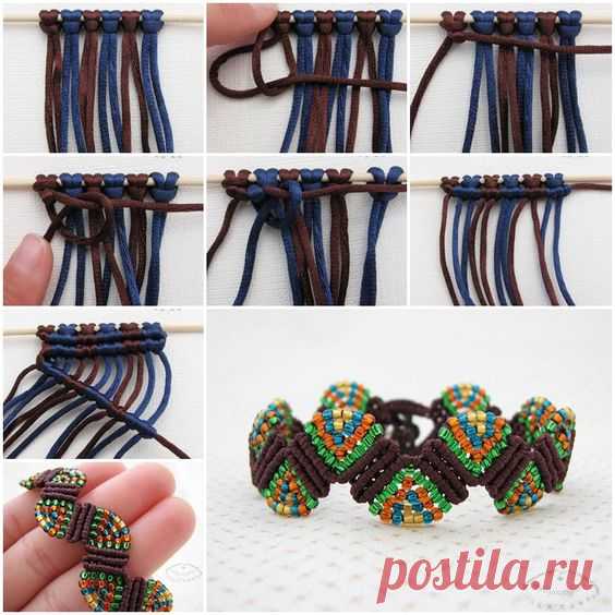 Creative Ideas - DIY Colorful Wave Macrame Beaded Bracelet