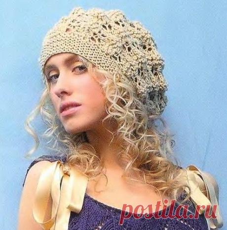 Вязание крючком береты - песочный ажурный - Береты  - Модели бесплатные - Модели и схемы вязания крючком 2015 - 2014 года