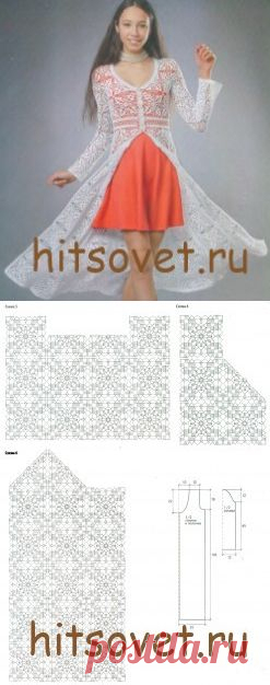 Белое летнее пальто крючком