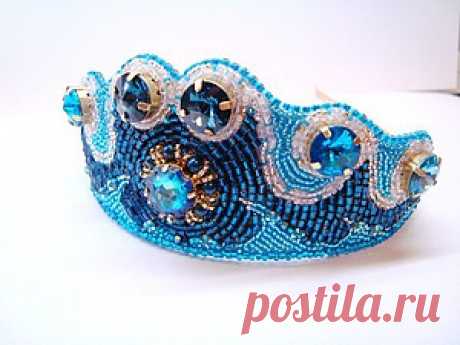 Создаем диадему «Морская царевна» из бисера и кристаллов Swarovski