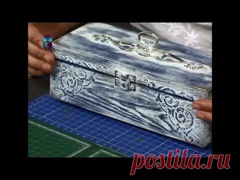 Декупаж. В технике браширования с обжигом декорируем шкатулку. Мастер класс.