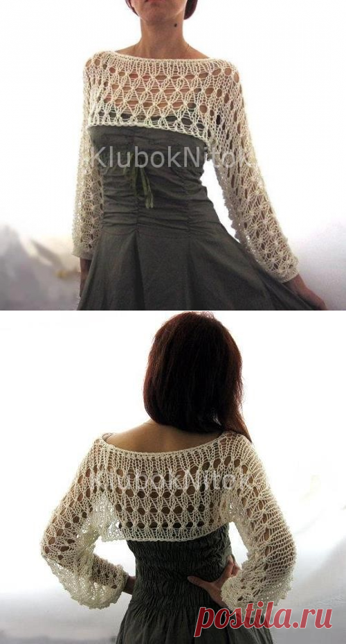 Необычное и очень простое болеро спицами