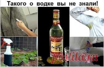 Такого о водке вы не знали! Жмите КЛАСС, сохраняйте в своей ленте.
20 вариантов использования ВОДКИ не по назначению
(ТАКОГО ВЫ РАНЬШЕ НЕ ЗНАЛИ!!!)

1. Чтобы без боли снять с раны лейкопластырь, пропитайте его водкой. Она растворит клей.

2. Водка борется с неприятным запахом от ног.
Причина запаха – бактерии, обитающие около потовых желез. Обтирая утром и вечером ноги водкой, вы ликвидируете эти бактерии, и некому будет «производить» неприятный запах.

3. Чтобы прочистить...