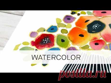 bold and bright loose florals with gold outlines