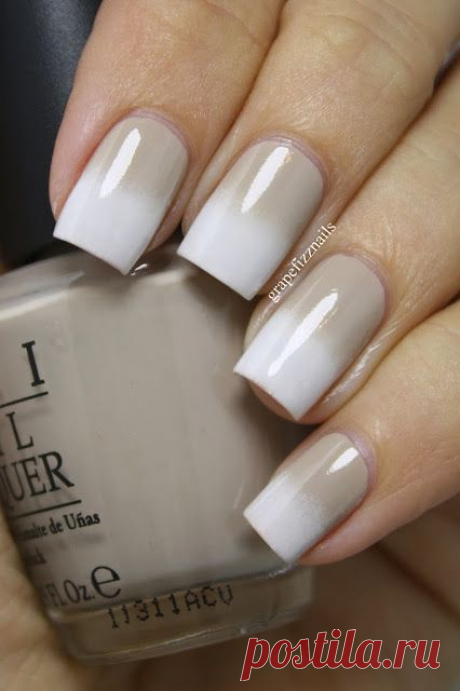 grape fizz nails: Nude and White Gradient