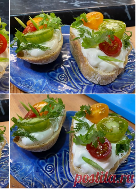 Шеф-повар Василий 
сливочный крем для бутербродов. Идеальное решение для быстрого и вкусного перекуса, также бутеры прекрасно зайдут в качестве закуски на праздничном столе. 
Сыр фета - 400 г
Йогурт греческий - 500 мл
Оливковое масло - 100 мл
Лимонный сок - по вкусу
Перец черный
Томаты
Зелень